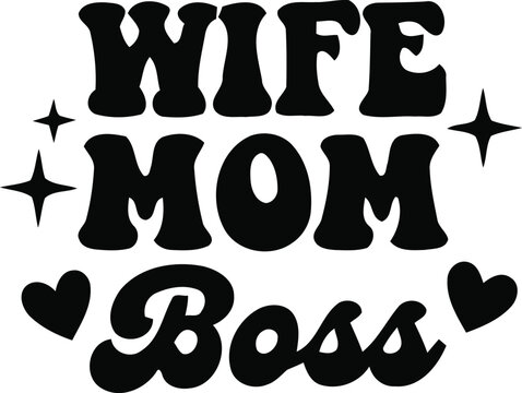 Black bold typography text KIFFE MON BEBE letters with stars and hearts decoration over white background vector illustration