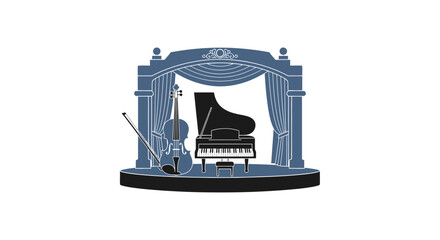 Obraz premium Grand Piano on Stage Platform.