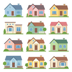 Fototapeta premium Colorful cartoon houses in rows.