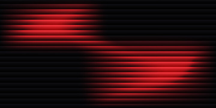 Abstract black background with glowing vertical red ribbed lines, creating a fractal glass effect, digital noise, or glitch. Editable vector illustration.