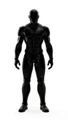 Fototapeta premium Futuristic Android Warrior Figure in Dynamic Pose Against White Studio Background Photograph