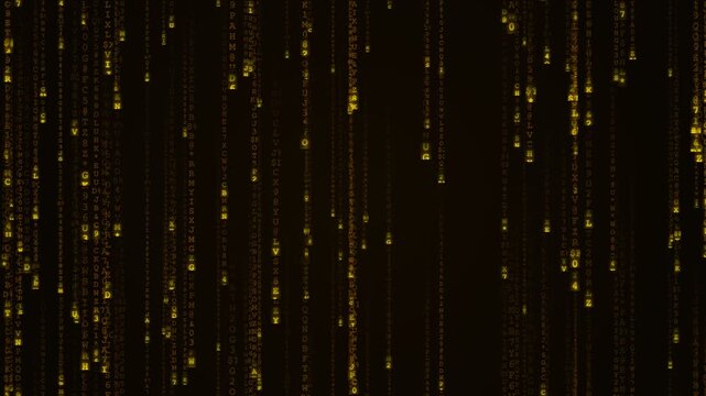 Code Rain Digital Glyphs Falling Across a Dark Backdrop in a Cinematic Data Visualization for Futuristic Tech Projects