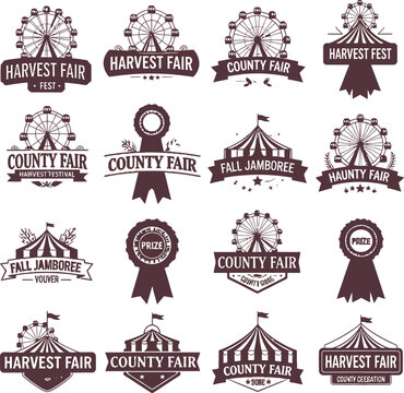 Vintage fair festival logos and badges.