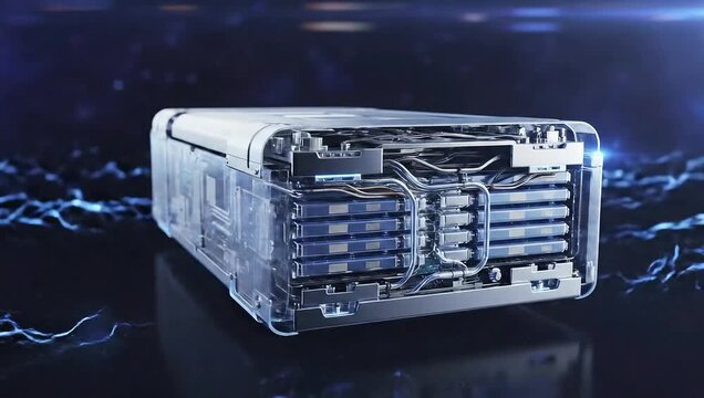 Transparent Electric Vehicle Battery Pack Technology Showcase.