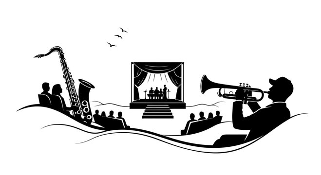 Man playing trumpet on stage performance.