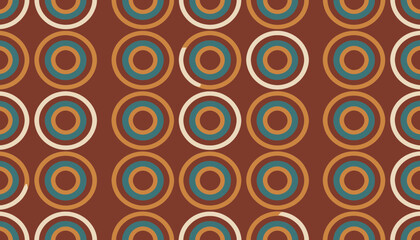 Fototapeta premium Seamless Geometric Pattern of Interlocking Round Rings in Earth Tones Photograph