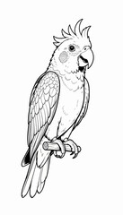Naklejka premium Stylized Bird Perched on a Branch Detailed Outline Drawing