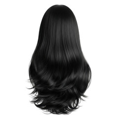Fototapeta premium long wavy black human hair strand with natural shine isolated on transparent background