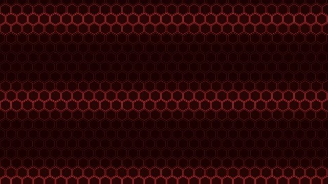Hexagon Grid Abstract Red Glowing Digital Technology Background Video Loop