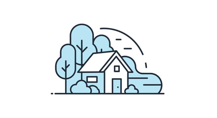Fototapeta premium Simple line drawing of a house.