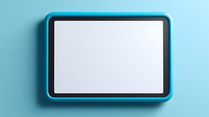 Fototapeta premium Blank Screen Tablet Device with Blue Protective Case on Blue Background.