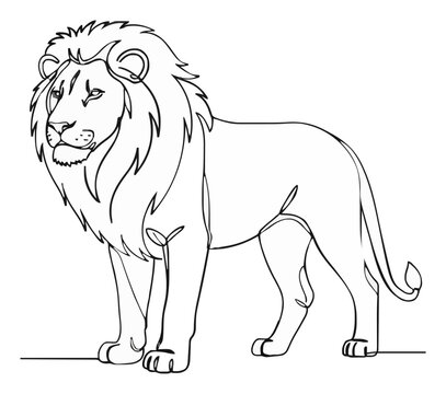 African lion head minimalist line art icon. Generative AI