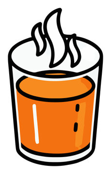Orange juice glass steaming hot isometric drink illu.... Generative AI