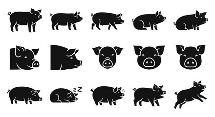 Obraz premium Collection of Twelve Adorable Hamster Poses Illustrated in Black and White, Featuring Various Actions and Expressions