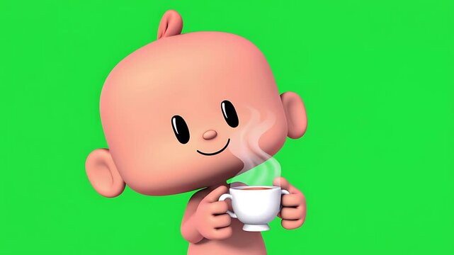 Happy White Cup Cartoon Character
