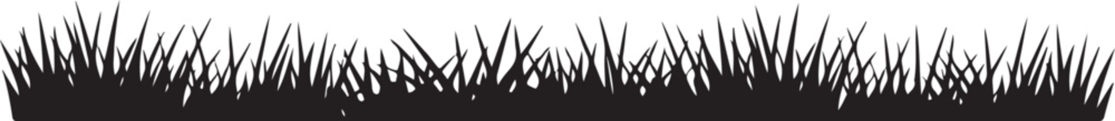 Grass border silhouette vector set, green field lawn meadow pasture, nature landscape outdoor © BULBULI