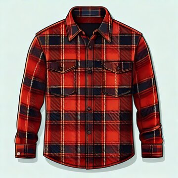 Red, blue, and yellow plaid flannel shirt