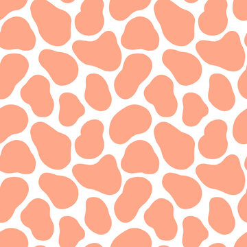 Seamless abstract animal print pattern inspired by giraffe spots, featuring soft pastel organic shapes in a playful minimalist style.