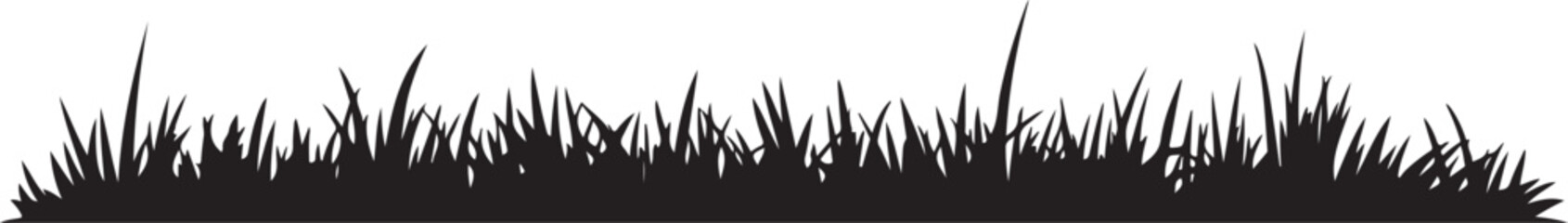 Grass border silhouette vector set, green field lawn meadow pasture, nature landscape outdoor © BULBULI