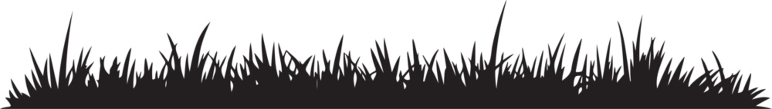 Grass border silhouette vector set, green field lawn meadow pasture, nature landscape outdoor