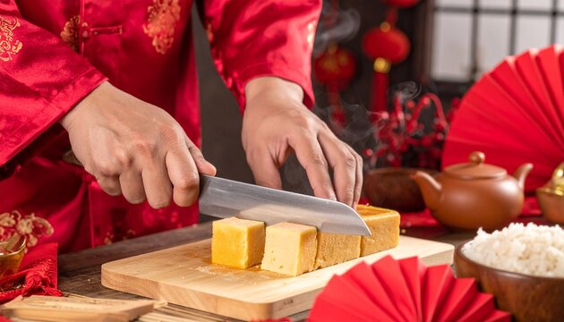 Preparing Nian Gao - A Culinary Tradition for Chinese New Year.