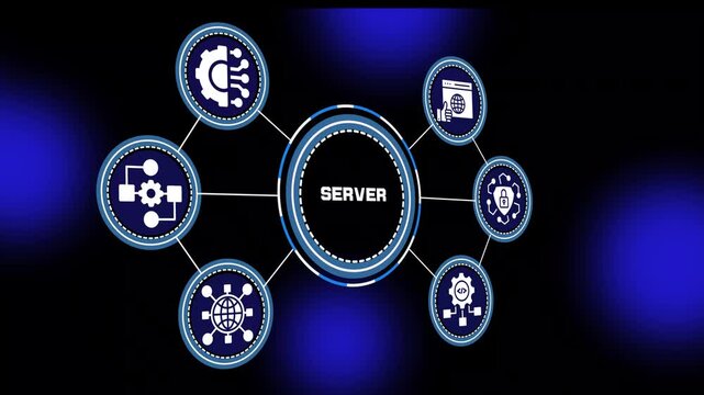 Server concept with digital infrastructure systems, cloud data processing, connected workflows and modern technology visualization design.