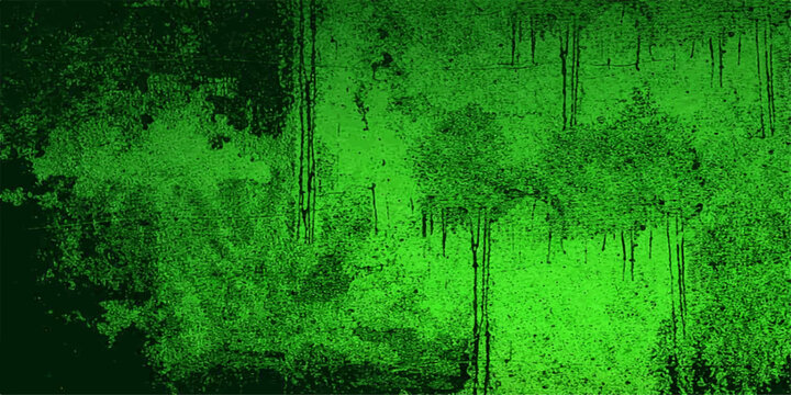 A dark vintage backdrop featuring an aged green grunge wall with a rough textured surface, dirty paint patterns, and rusty brown antique material