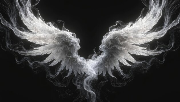 White smoky wings on black background