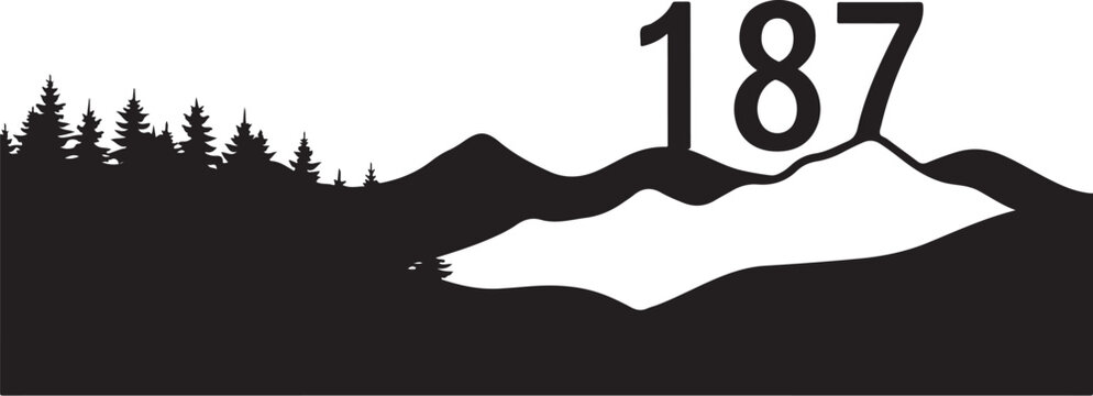 Mountain, landscape, silhouette, vector icon, 187