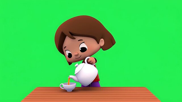 Happy Baby with Warm Drink Cartoon