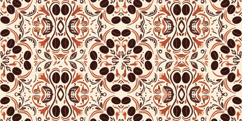 Batik vintage seamless leopard skin pattern vector with floral damask ornament and geometric textile texture for antique wallpaper decor backdrop © Dimas