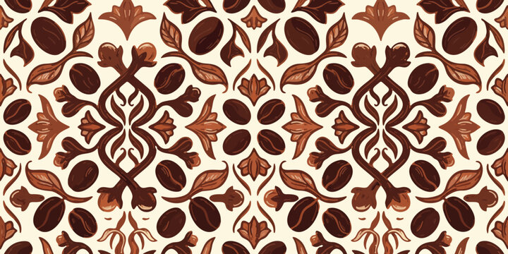 Batik vintage vector seamless pattern with damask floral elements and birds creates a retro baroque textile ornament for wallpaper or fabric design