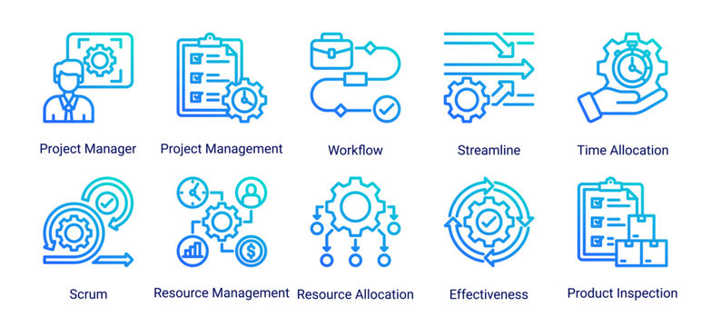 Performance optimization icon set featuring productivity,efficiency,kpi,and continuous improvement concepts for business growth and operational excellence