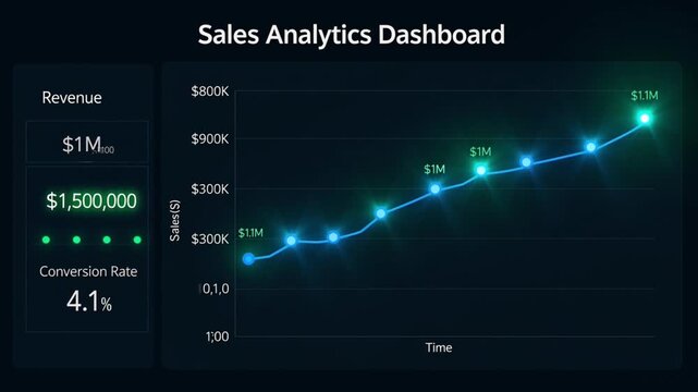 Sales analytics dashboard with revenue and conversion rate statistics graph