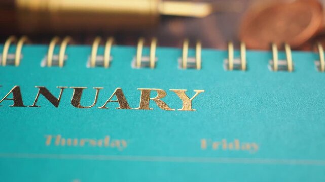 Calendar for January with weekdays and coins nearby