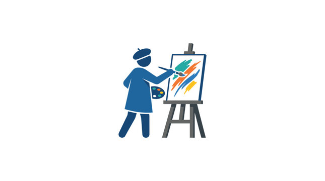 Artist painting on canvas board.
