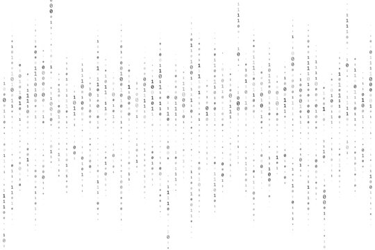 Binary data code rain background with pattern of 0 and 1 numbers. Digital matrix tech graphic with digital algorithm. Vector border with rain of zero and one