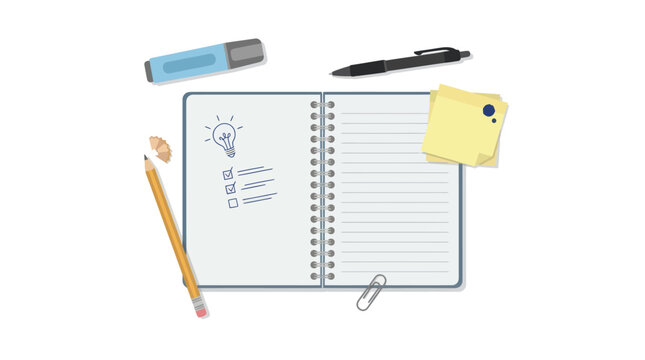 Spiral Notebook with Writing Utensils.