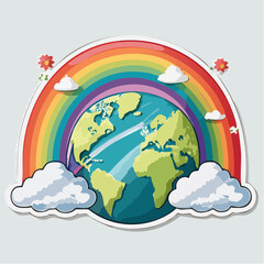 Obraz premium Earth with Rainbow and Clouds