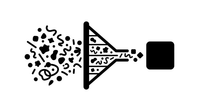 Digital Data Filter Funnel Illustration with Information Processing Technology Concept
