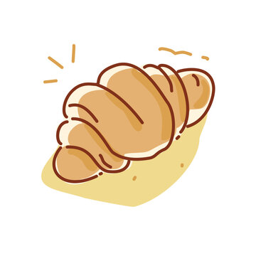 Croissant doodle, simple drawing bread vector