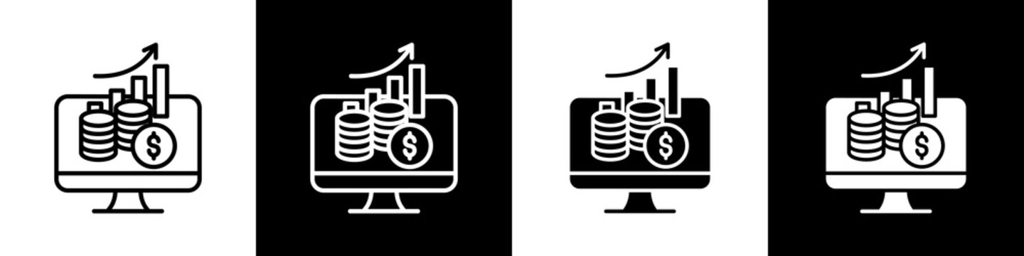  Data analytics black and white icon design concept
