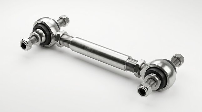 Suspension stabilizer link with ball joints on white background