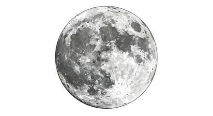 Realistic full moon with craters on white background, celestial body © Saiful