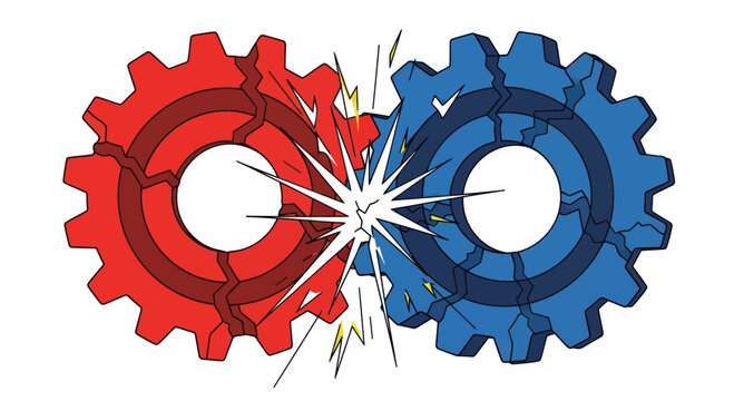 Clashing Gears Representing Conflict, Opposition, and Industrial Discord