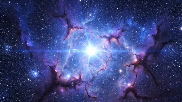 Cosmic nebula with star cluster highlighting geometric patterns and contemporary art