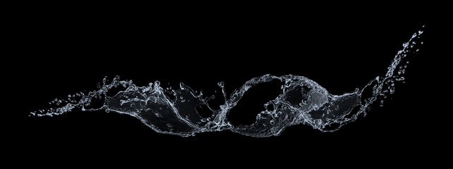 黒背景に広がるダイナミックな水しぶき｜透明感のあるウォータースプラッシュ素材 © k_yu