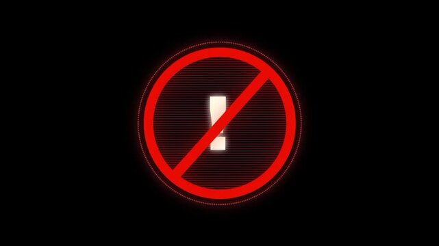 Animated video of the red outer frame of the prohibition mark (exclamation mark), with alpha channel