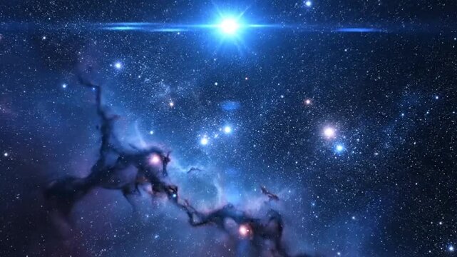 Cosmic nebula with stars and space dust ideal for travel vlogs and eco-friendly campaigns