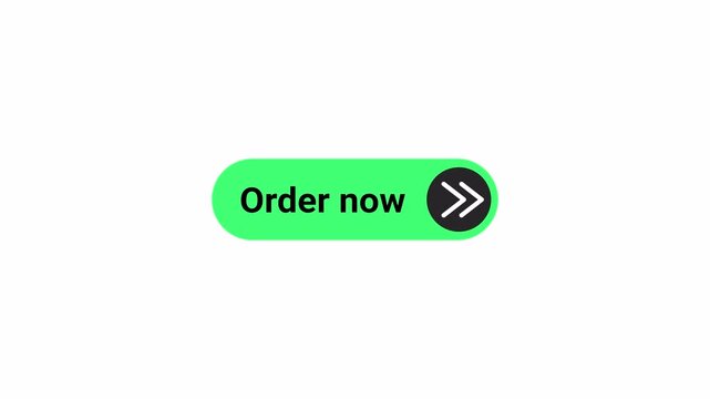 Order now button icon sign animation on transparent background, order now button with arrow icon animated in 4k.
